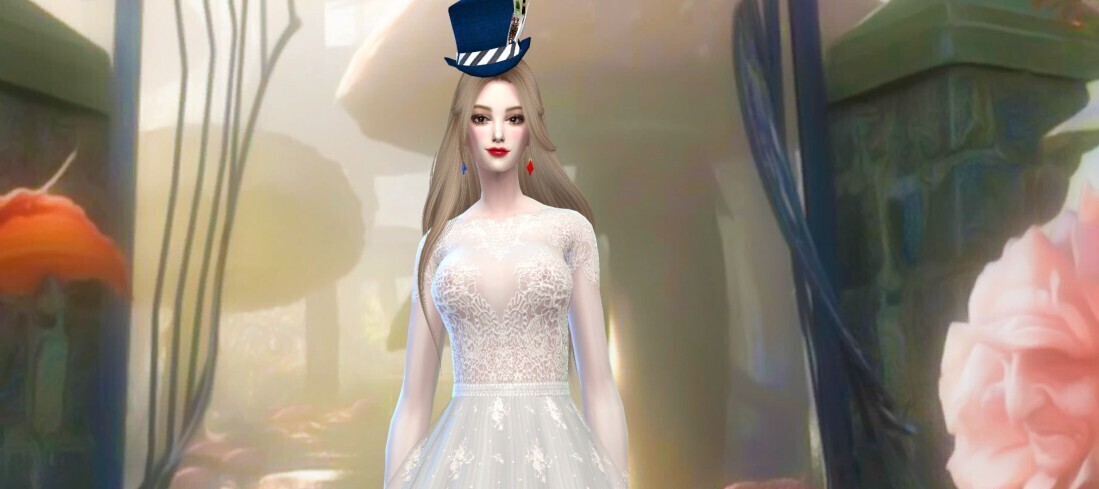 穿白色公主裙的爱丽丝