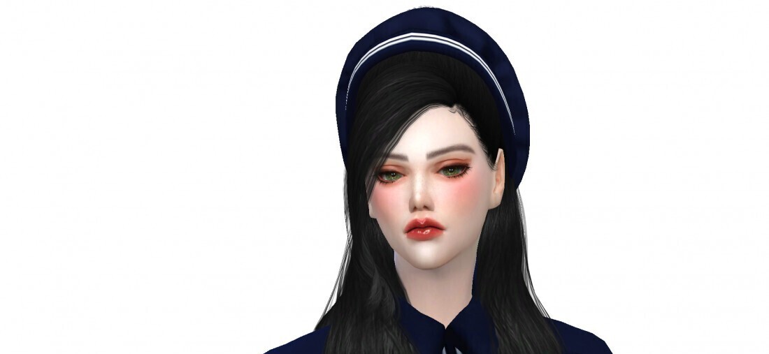 复古风，黑发碧瞳的学生妹。